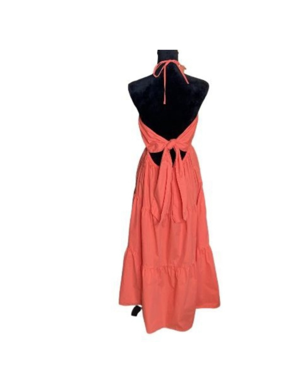 Gap Coral Open- Back Halter Maxi Dress Spring Wedding Guest Dress Cotton